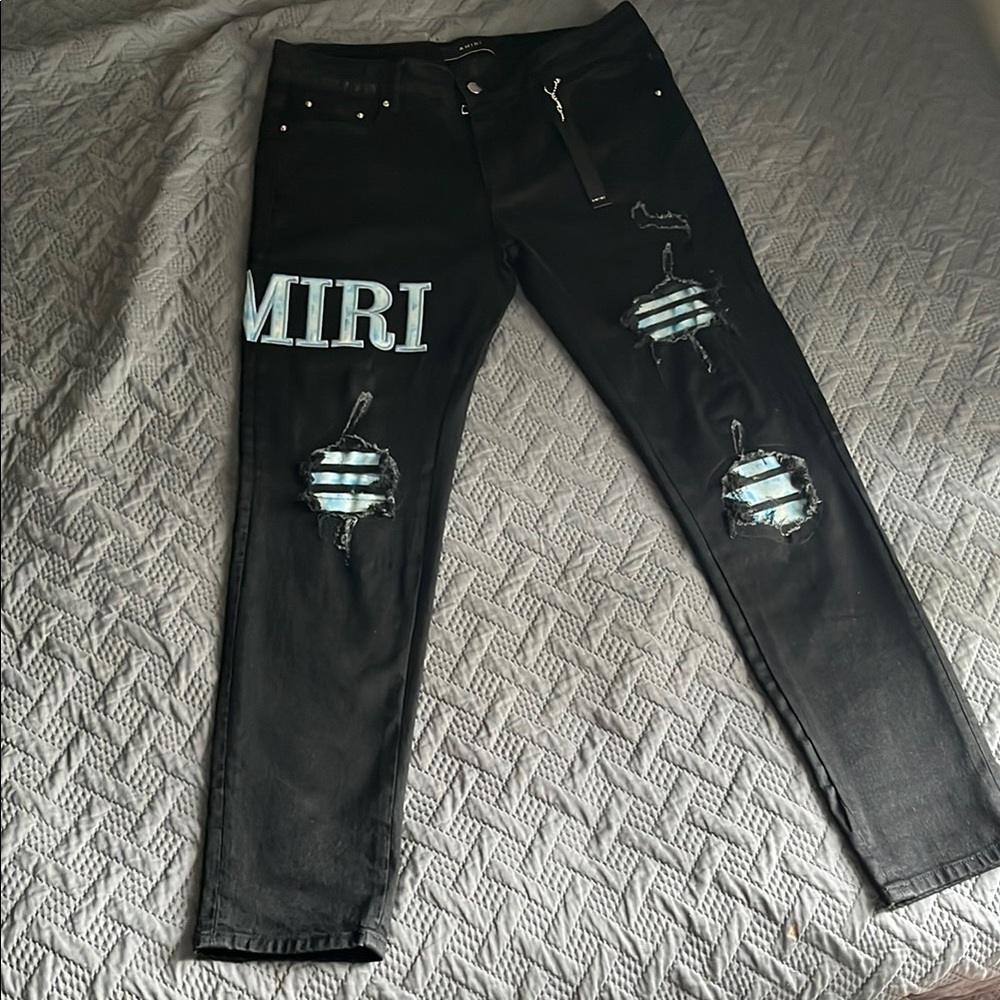 Black Amiri Jeans with Blue Accents (Designer)